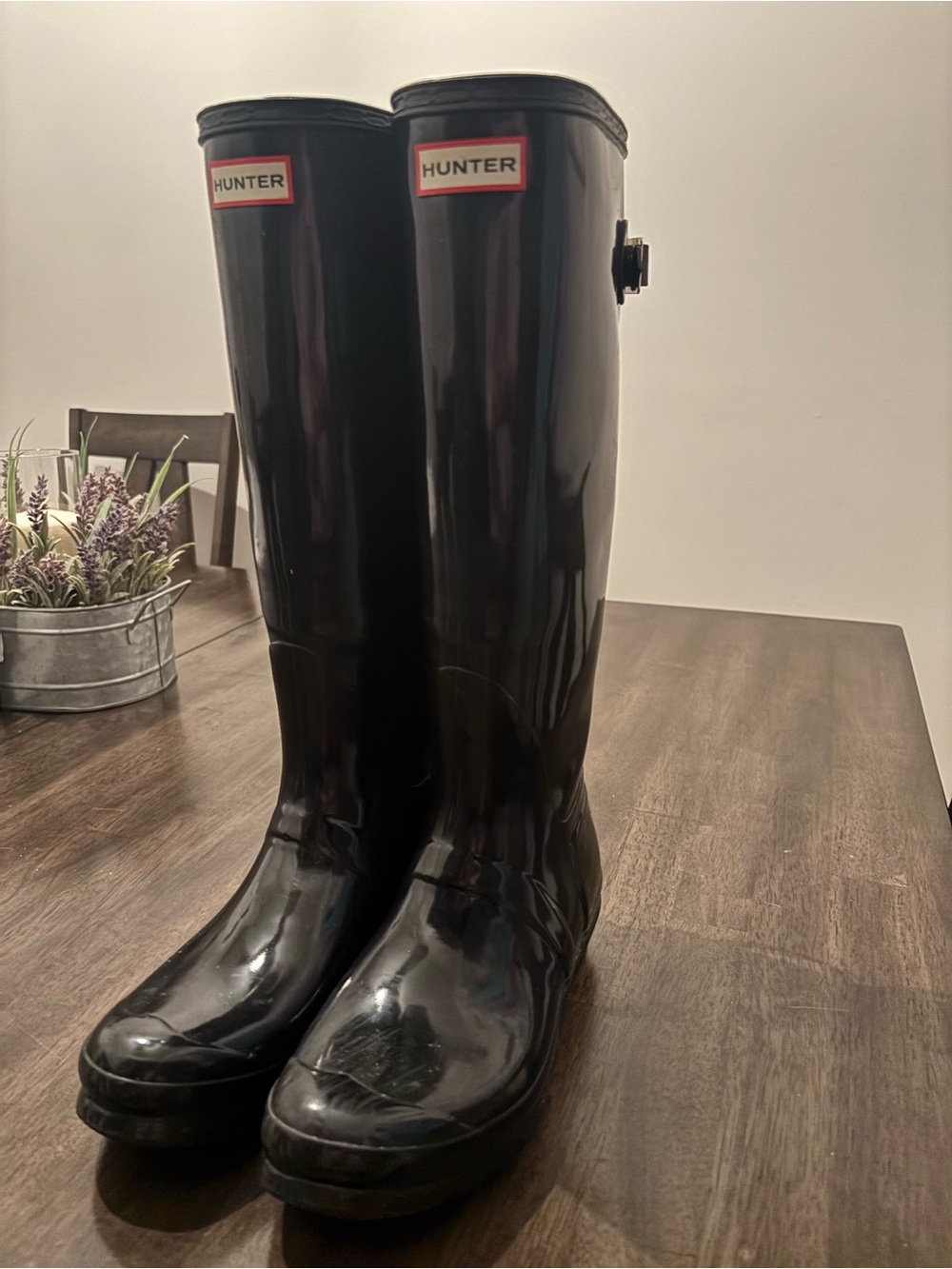 Hunter Glossy Tall Rain Boots - Black